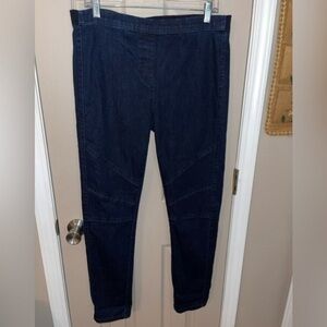 Bcbgmaxazria Myles Moto Denim Leggings sz L Pull on Skinny Fit Stretch Pants